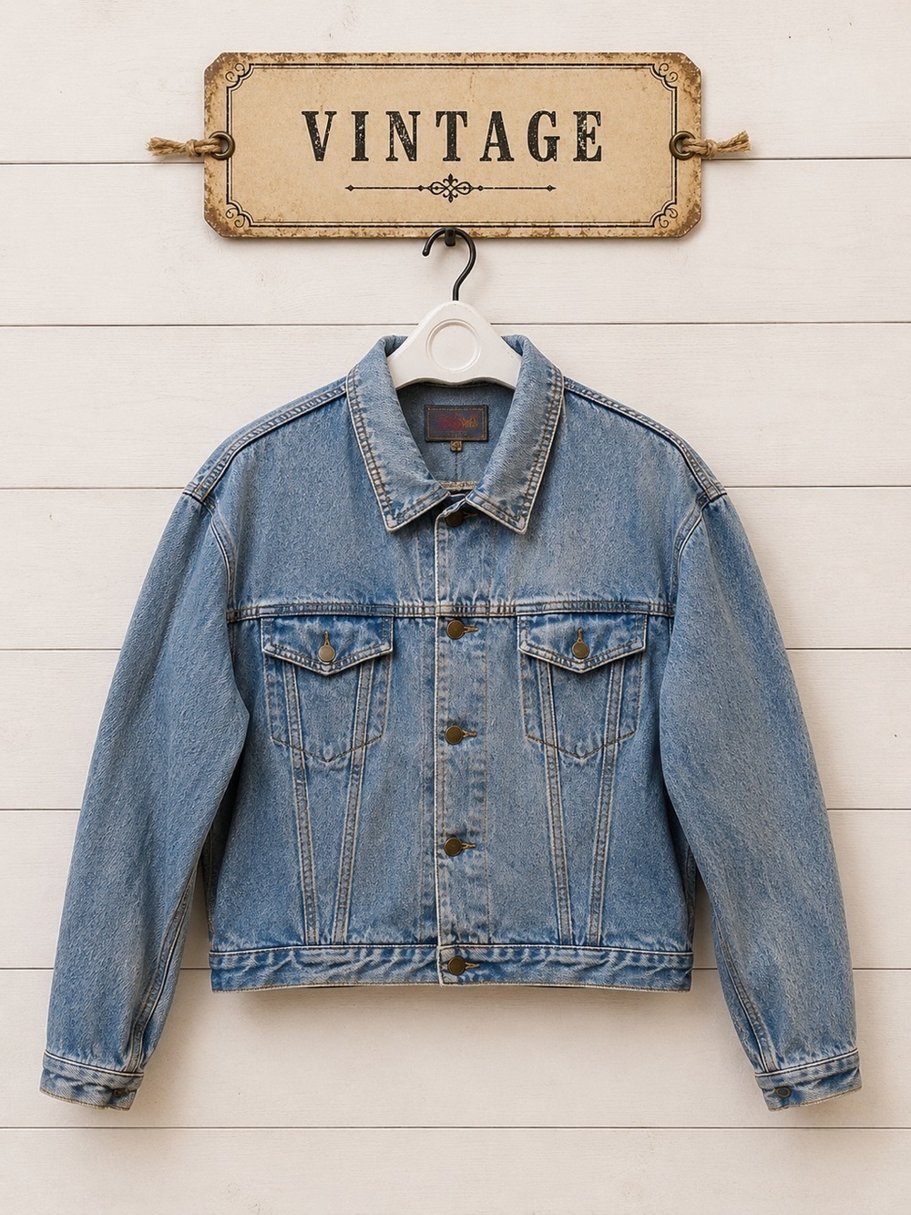 BZJ Blue Denim Jacket Size L Vintage unisex
